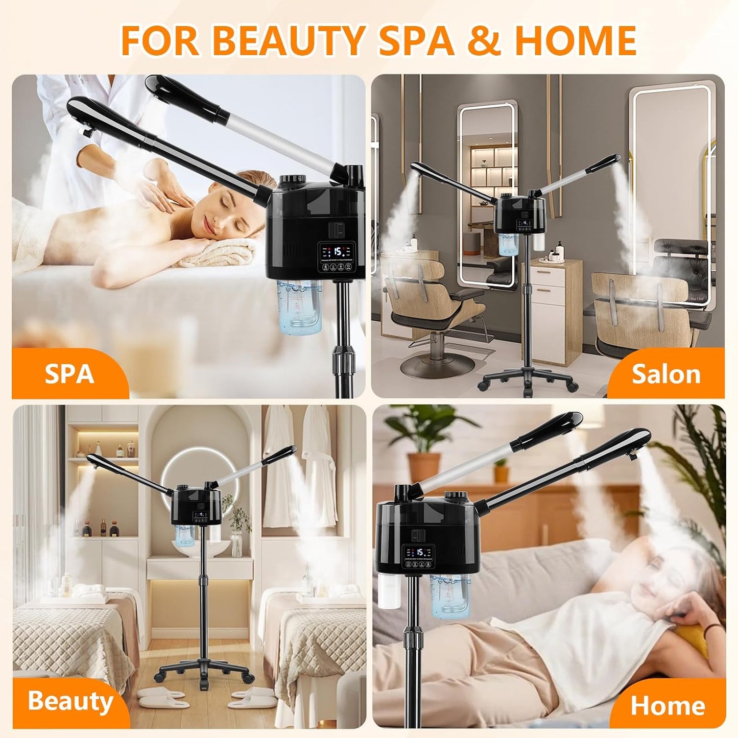 Vaporizador Facial Profesional con Ozono y Niebla Caliente y Fría,...