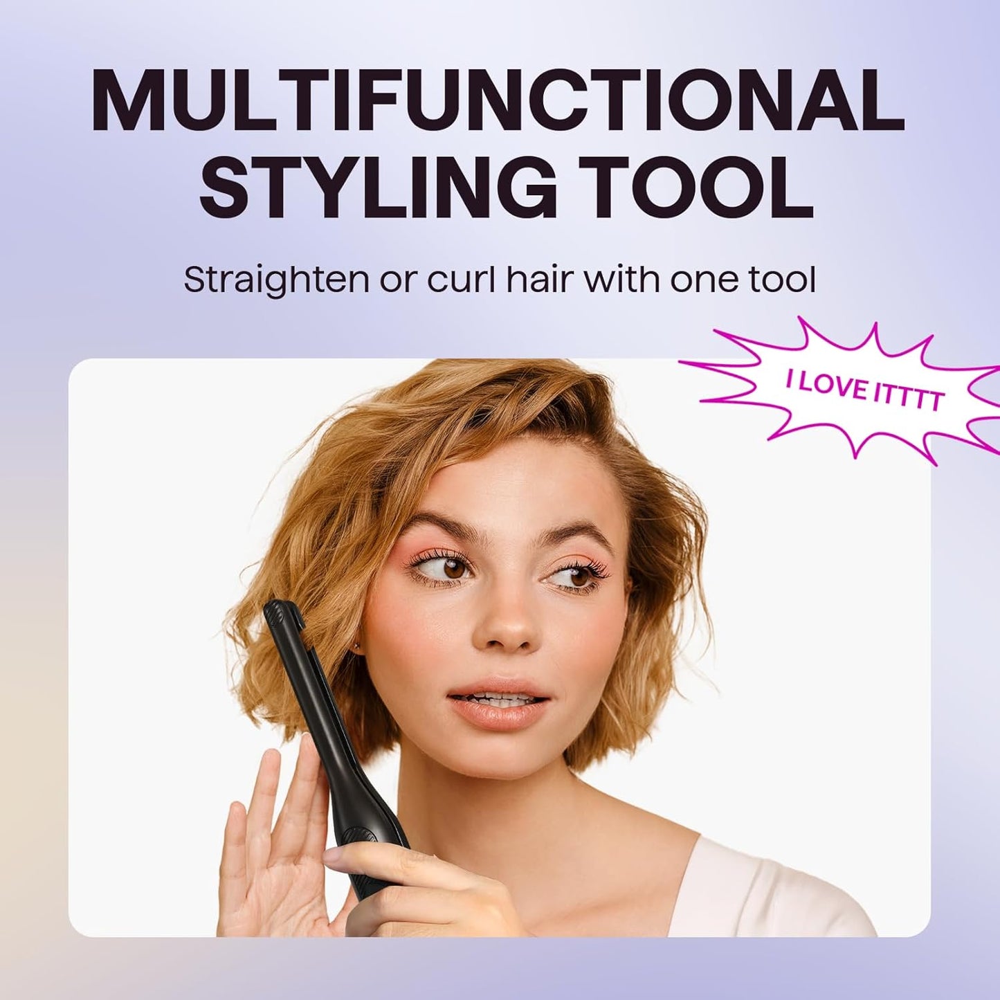 Wavytalk Plancha plana pequeña para cabello corto, corte Pixie, fle...