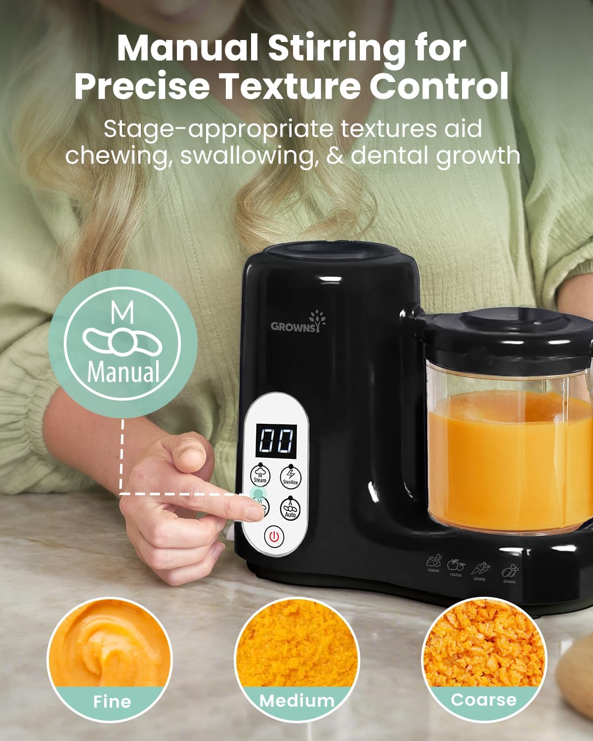 GROWNSY Fabricante de Alimentos para Bebés con Cesta de Vapor, Proc...