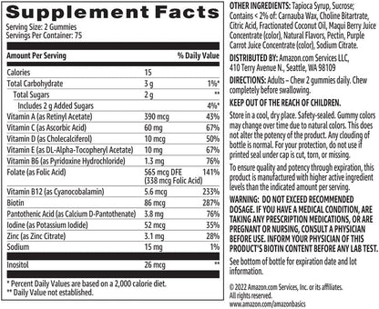 Amazon Basics Gomitas multivitamínicas para adultos, mezcla de baya...