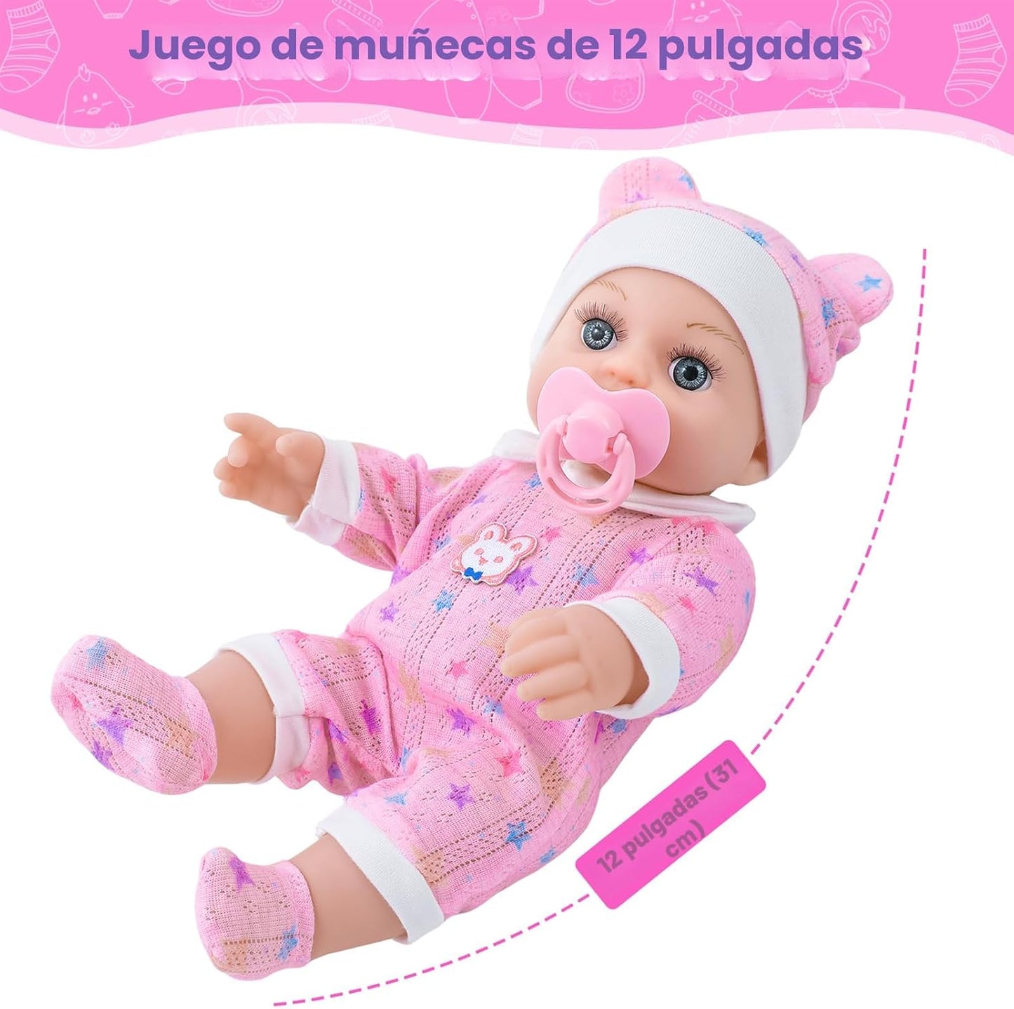 BDDOLL Muñeca de bebé de 12 pulgadas en caja de regalo con mochila...