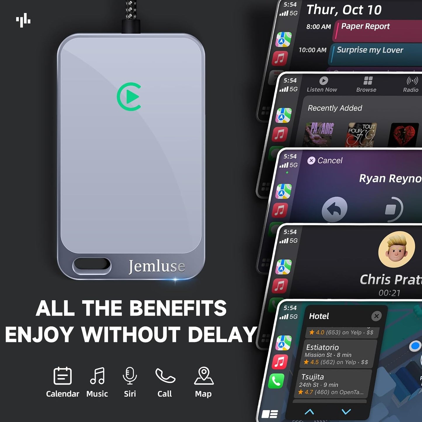 Adaptador CarPlay inalámbrico para Apple iPhone: conexión fluida pa...