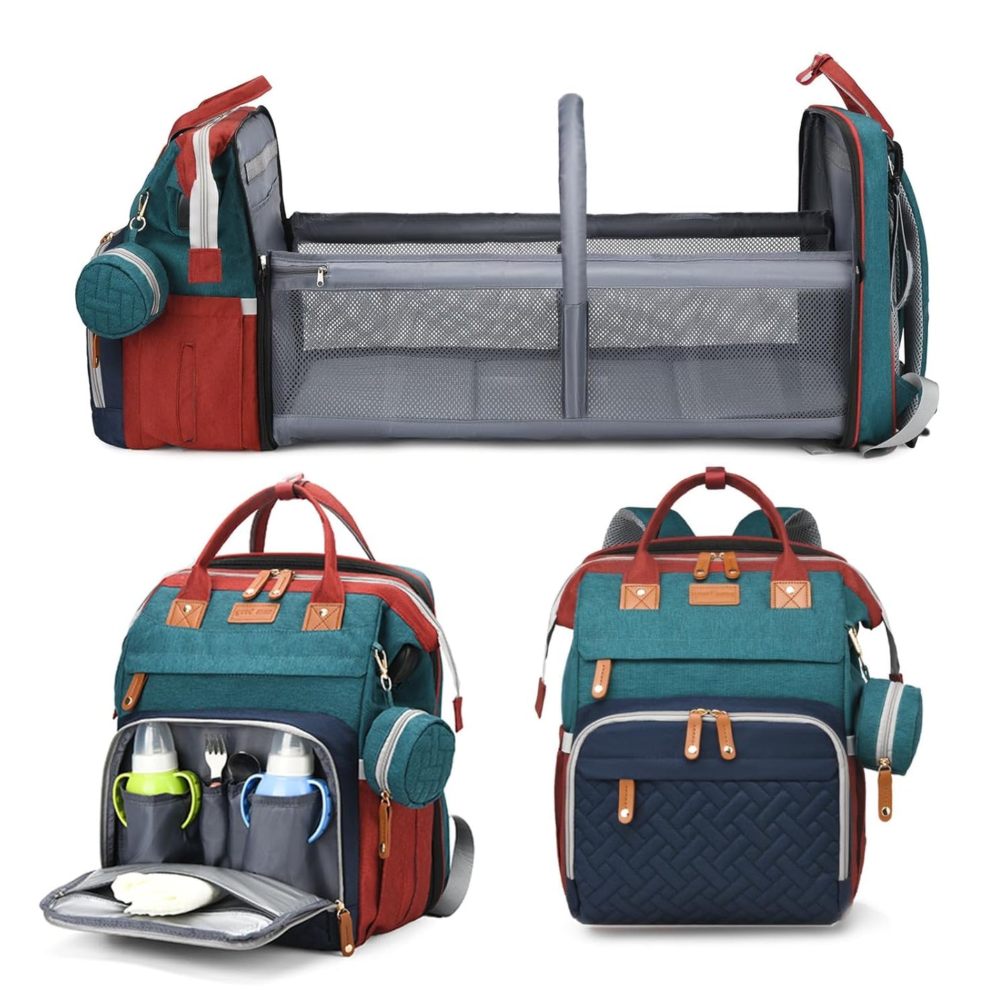 Jeryswet - Mochila para pañales de bebé con cambiador, impermeable,...