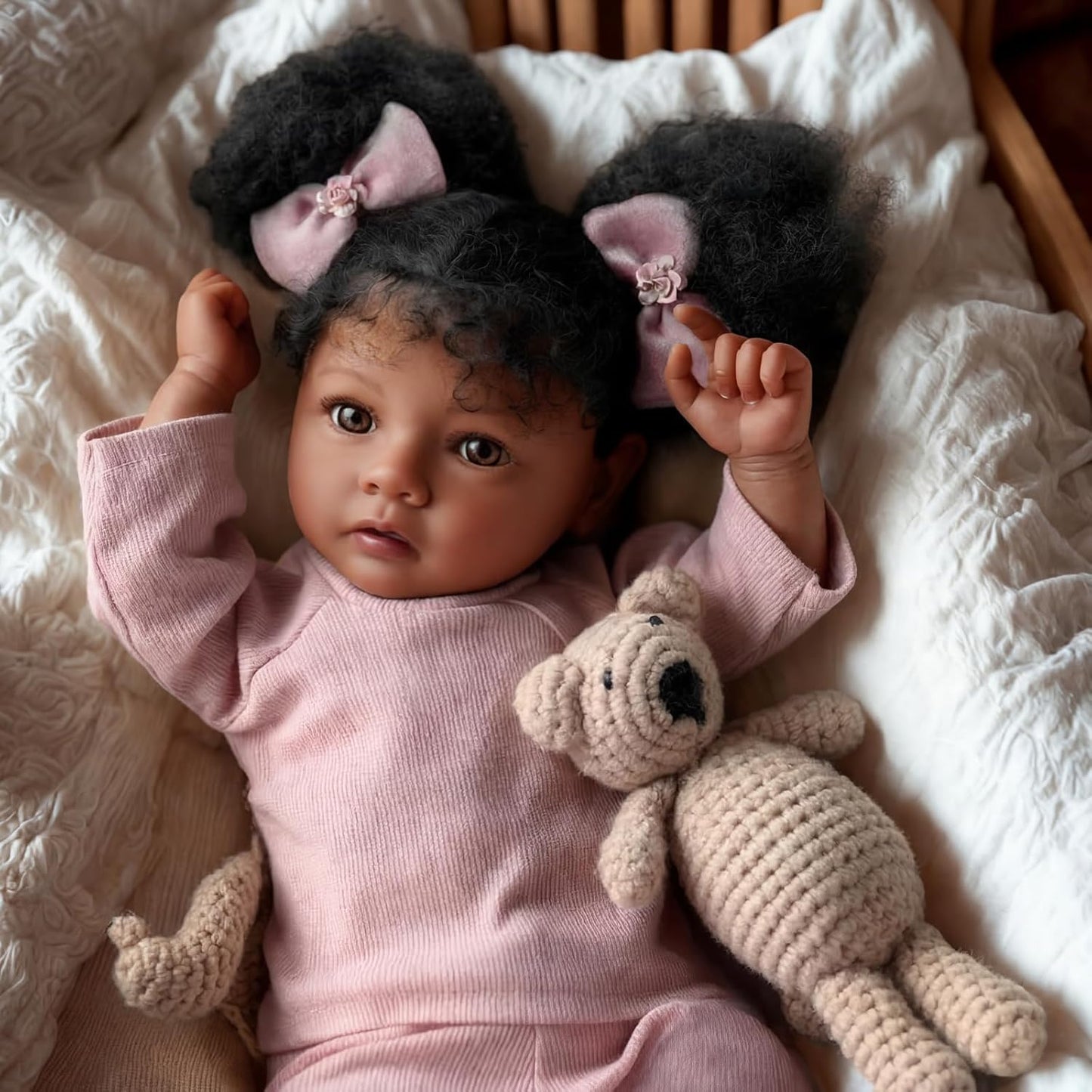 BABESIDE Muñecas de bebé realistas Reborn Daisy Black Girl- 20 pulg...