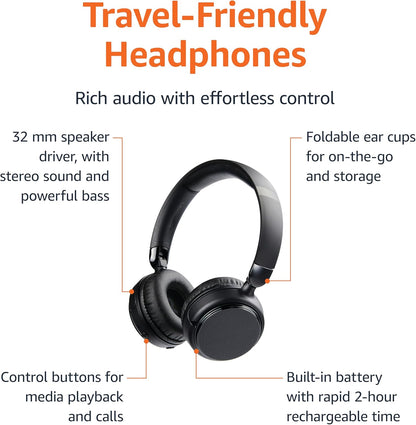 Auriculares Bluetooth Amazon Basics inalámbricos con micrófono, sob...