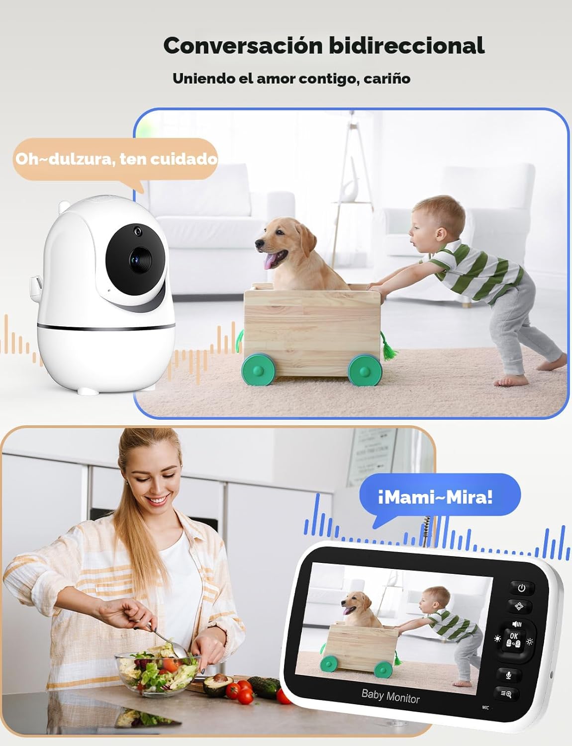 GoodBaby Monitor de bebé con 2 cámaras, sistema de monitoreo de vid...