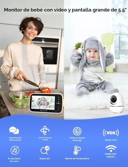 GoodBaby Monitor de bebé de 5 pulgadas con cámara y audio, sin cáma...