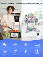 GoodBaby Monitor de bebé con 2 cámaras, sistema de monitoreo de vid...