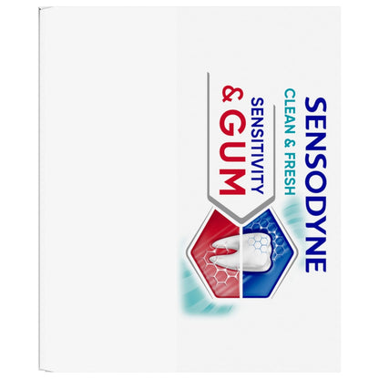 Sensodyne Sensitivity & Gum Sensitive Pasta dental para gingivitis, tratamiento de dientes sensibles, Clean & Fresh - 3.4 oz (paquete de 4)