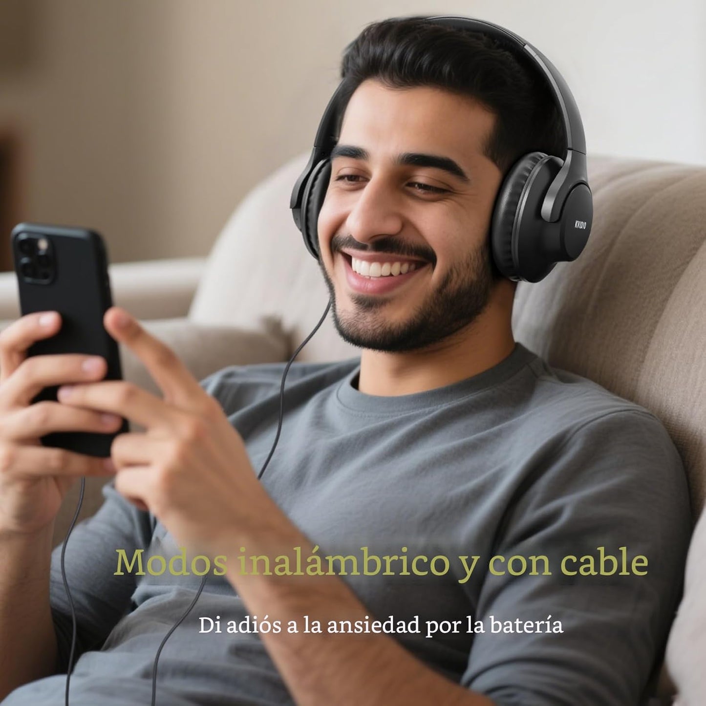 KVIDIO Auriculares Bluetooth sobre la oreja, 65 horas de reproducci...
