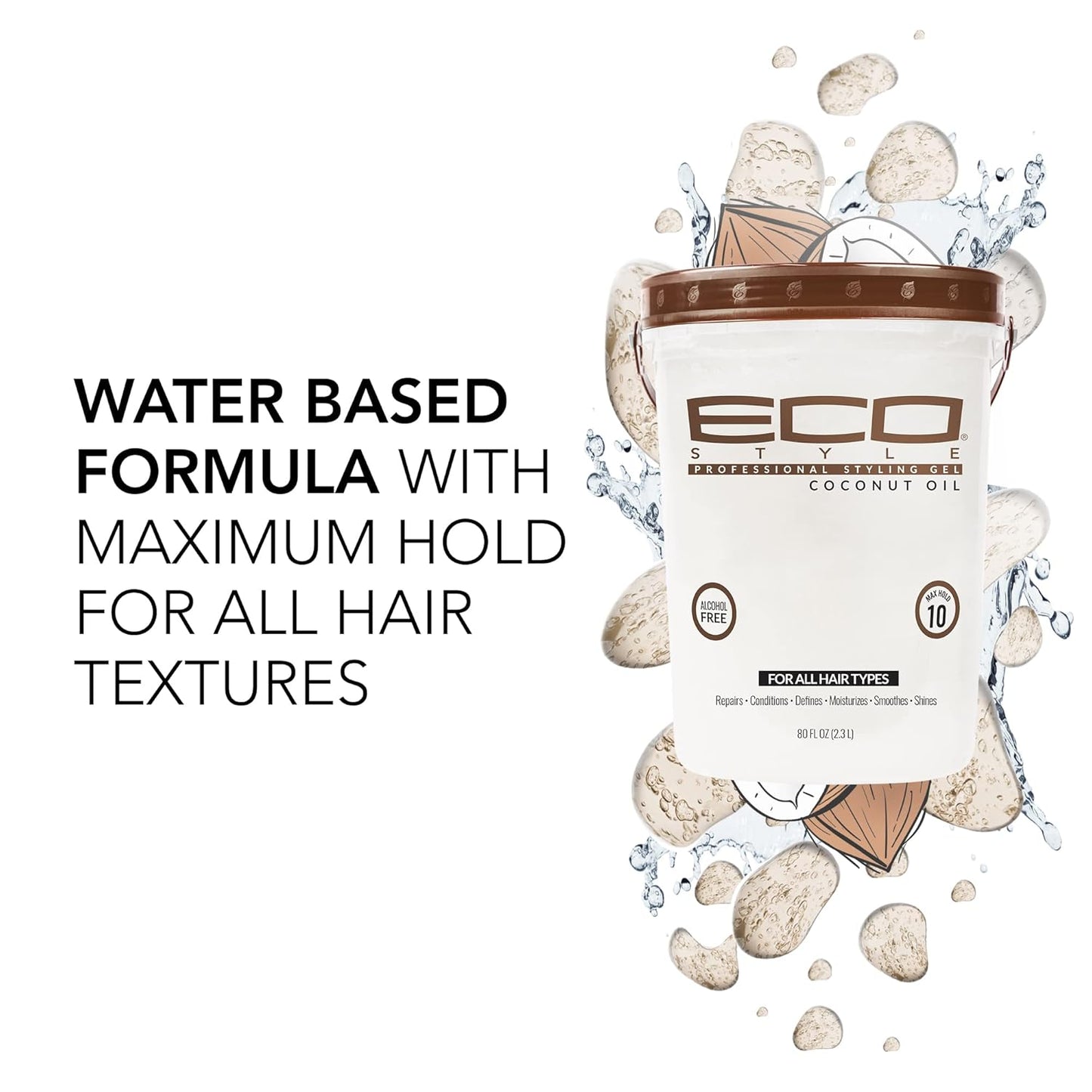 Eco Style Gel de peinado con aceite de coco, añade brillo e hidrata...