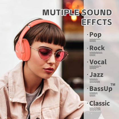 BERIBES Auriculares Bluetooth sobre la oreja, tiempo de reproducció...