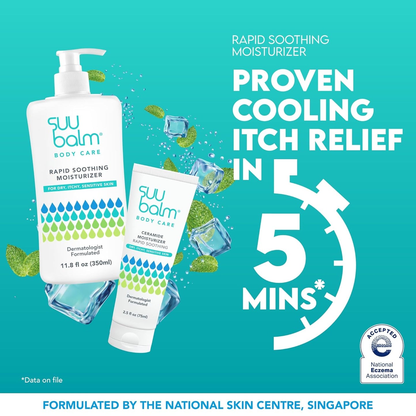 Suu Balm Crema intensa para aliviar la picazón, loción antipicazón para pieles sensibles, eczema, psoriasis y piel extrema, muy grave y seca, fórmula Derm, mentol y ceramidas, 11.83 onzas líquidas