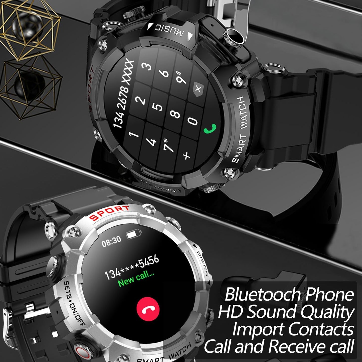 UYRGT Reloj inteligente con auriculares, para teléfono iOS y Androi...