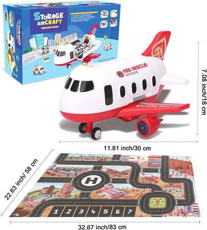 Dwi Dowellin Juego de juguetes de avión con camión de bomberos y ta...