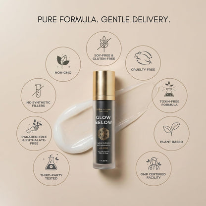 Glow Natural Wellness Glow Below - Suero femenino hidratante con ác...