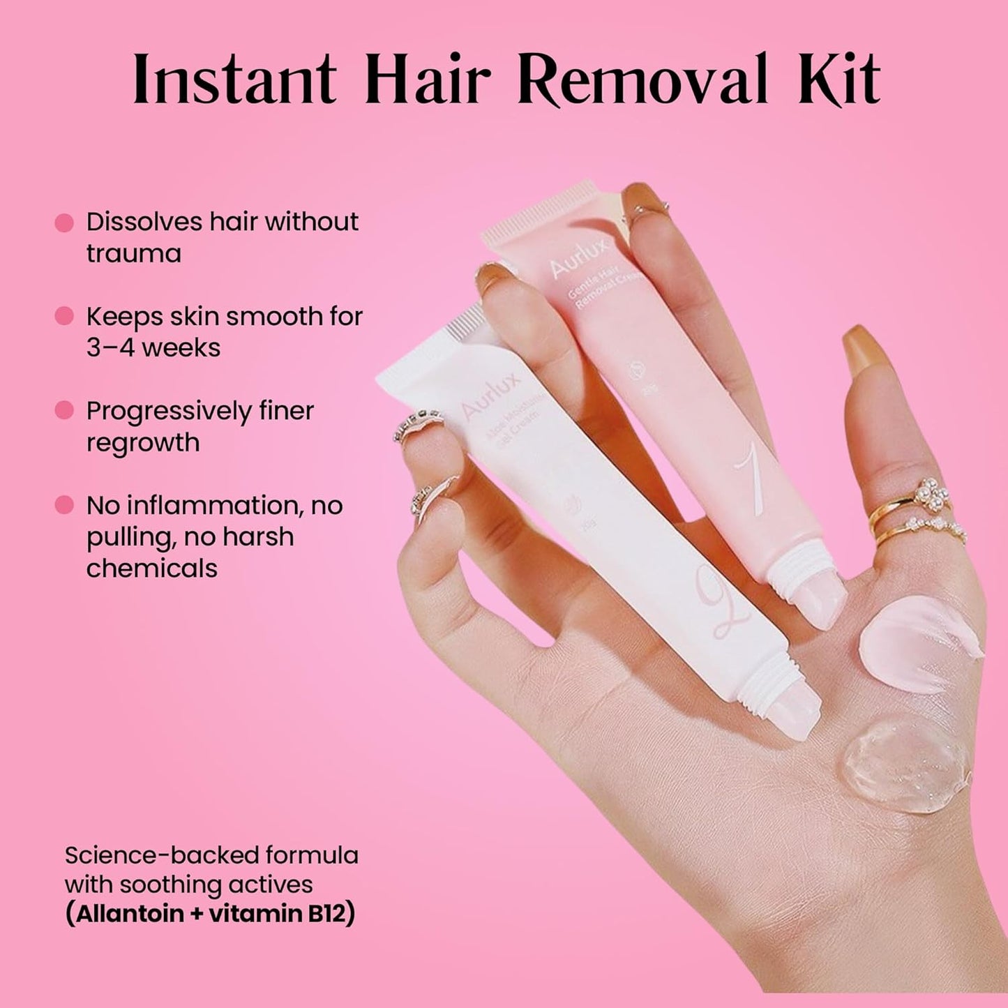 Aurlux Crema de depilación instantánea para mujeres, removedor de v...