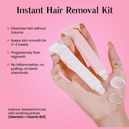 Aurlux Crema de depilación instantánea para mujeres, removedor de v...