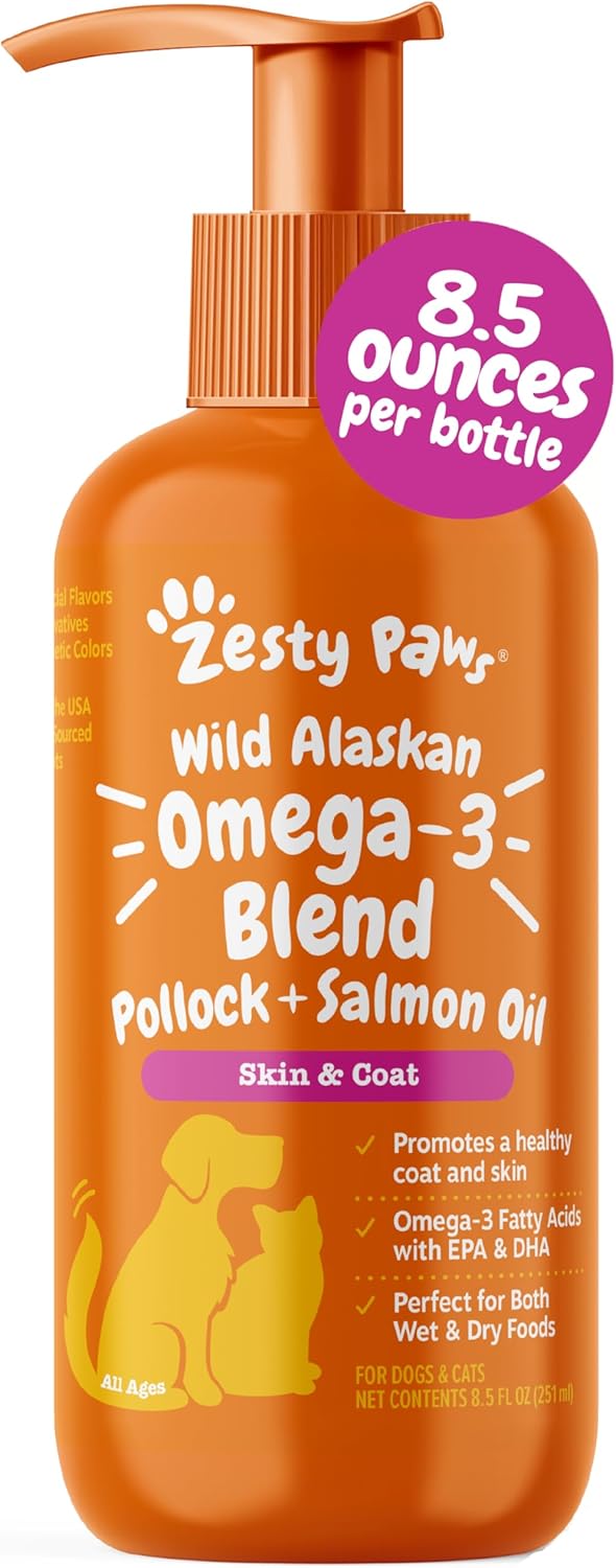 Zesty Paws Wild Alaskan Omega-3 Blend Aceite de Abadejo + Aceite de...