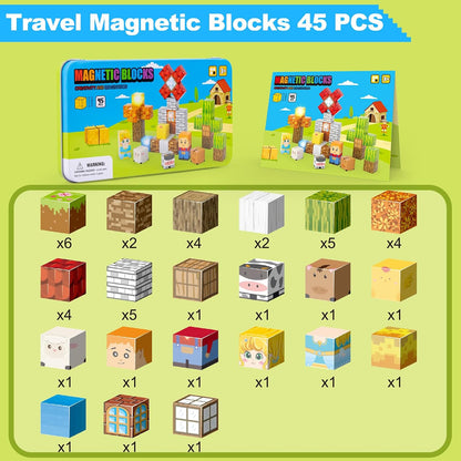 Aywewii Bloques magnéticos, 45 juguetes de viaje para niños de 3 a...