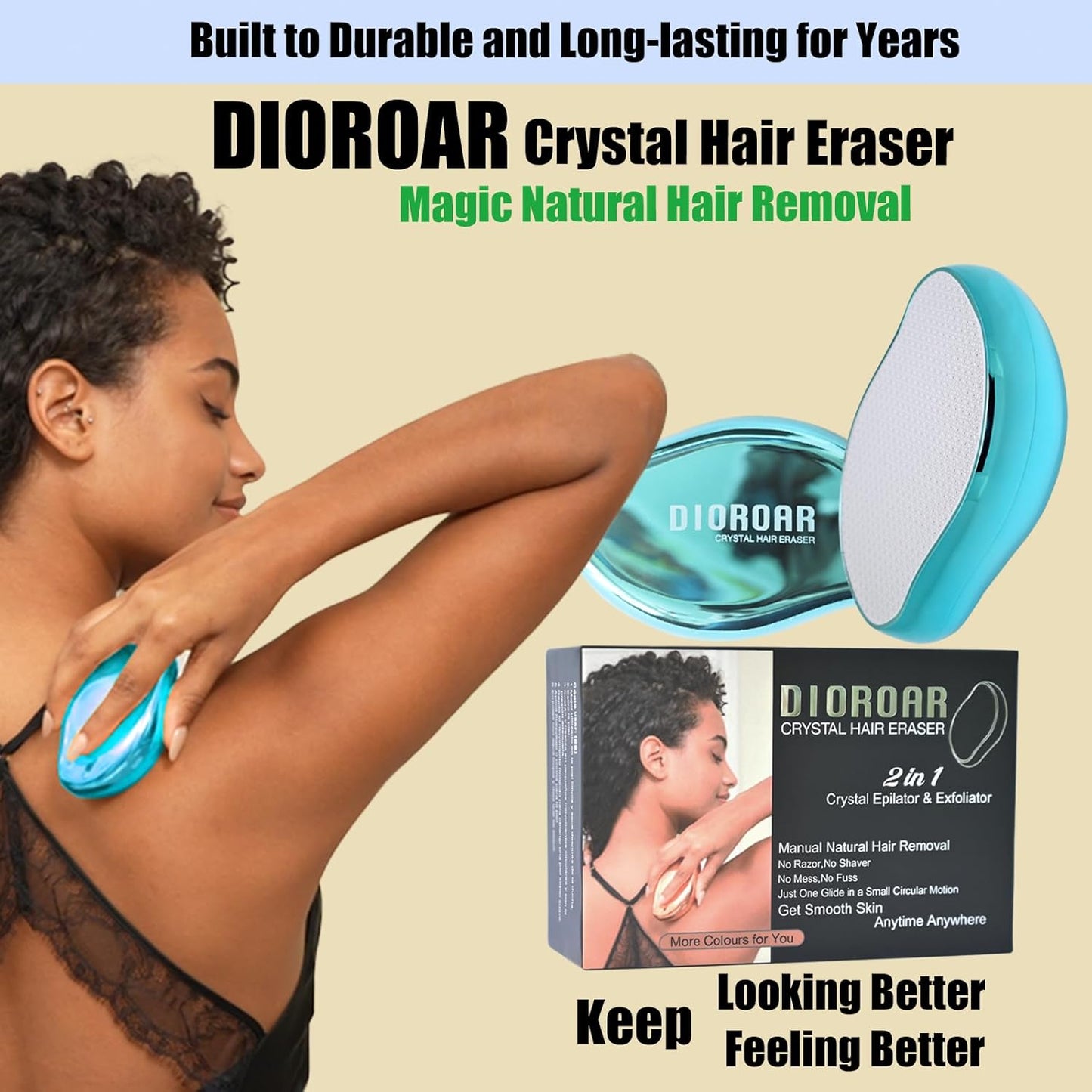 DIOROAR Borrador de pelo de cristal, removedor de pelo de cristal,...