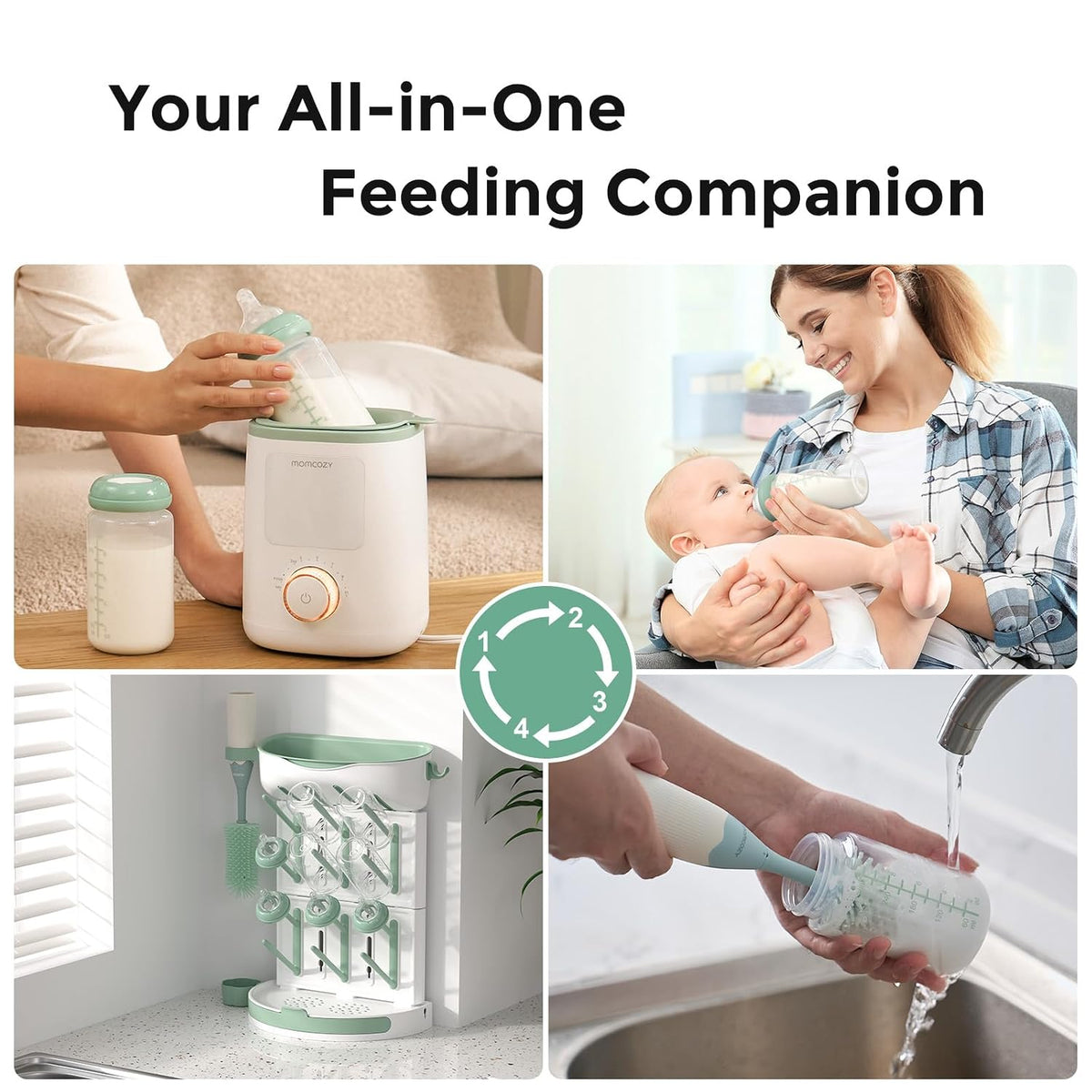 Momcozy Kit de biberones naturales y cepillo para biberones Momcozy...
