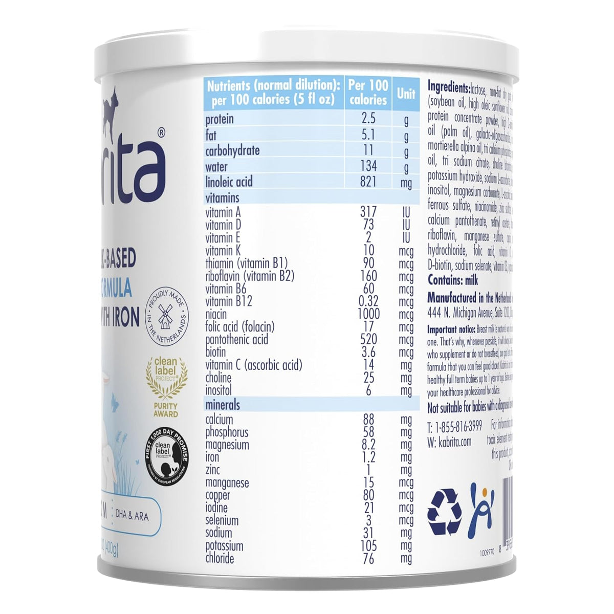 Kabrita Fórmula infantil en polvo a base de leche de cabra con hier...