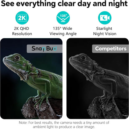 SnapBud Cámara de reptiles y acuario AI de 3MP 2K con soporte magné...