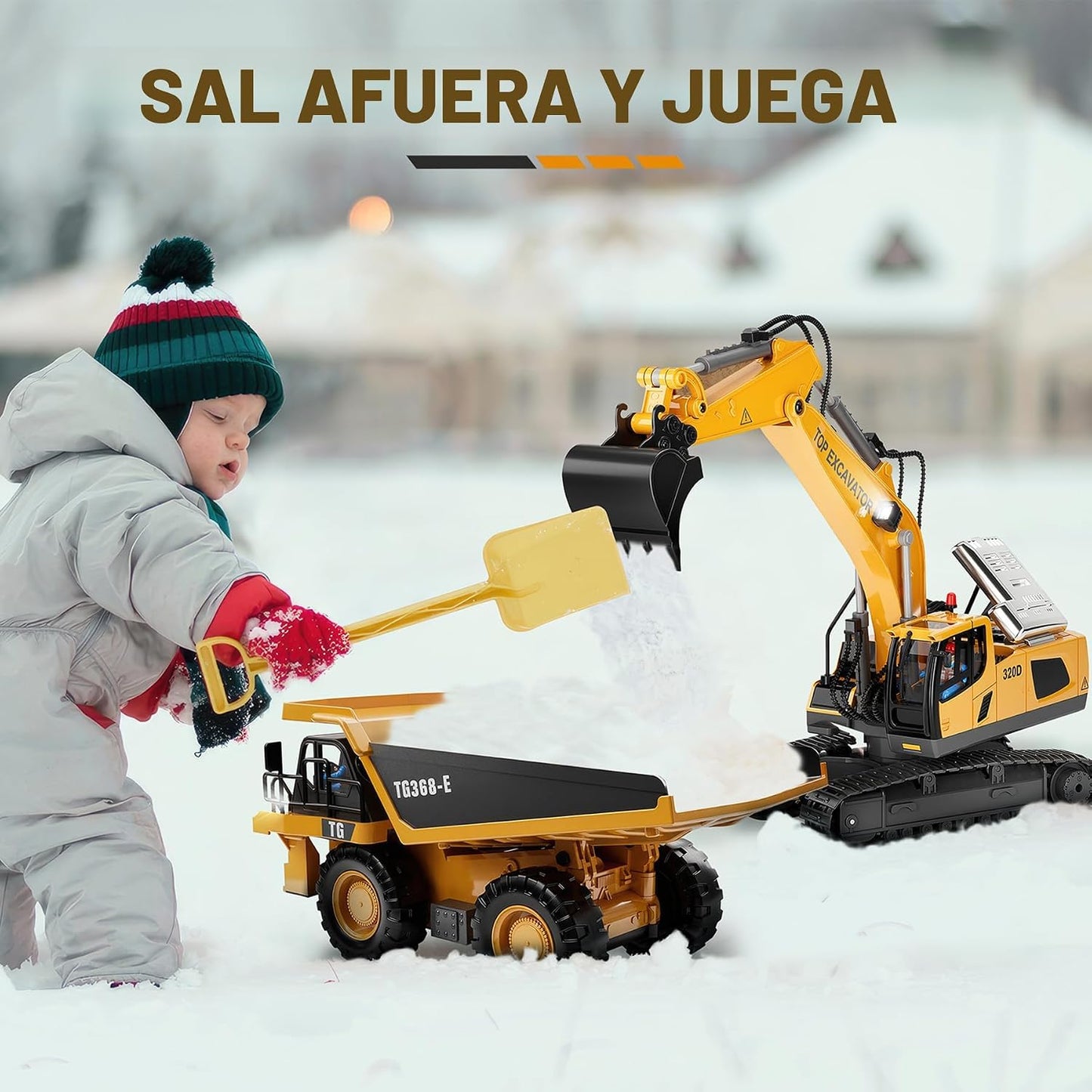 KIDMARKT - Excavadora de juguete con control remoto para niños, cam...