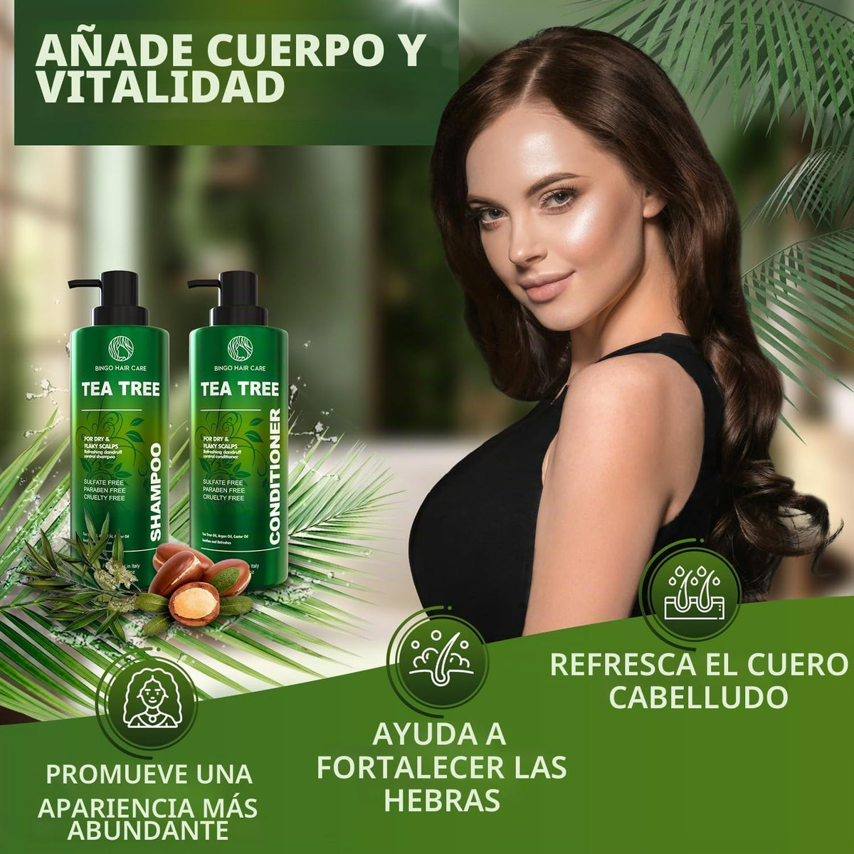 Juego de champú y acondicionador de árbol de té, sin sulfato, cuida...