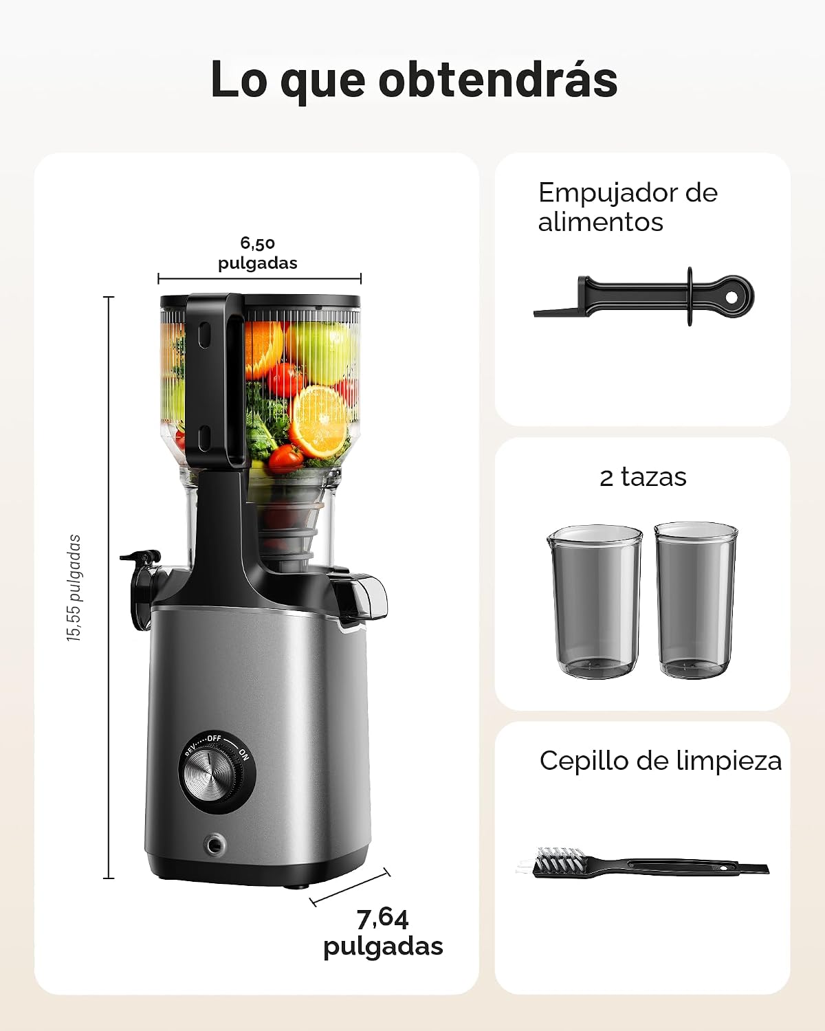 EUHOMY - Exprimidor de prensa en frío, canal de alimentación de 5.5...
