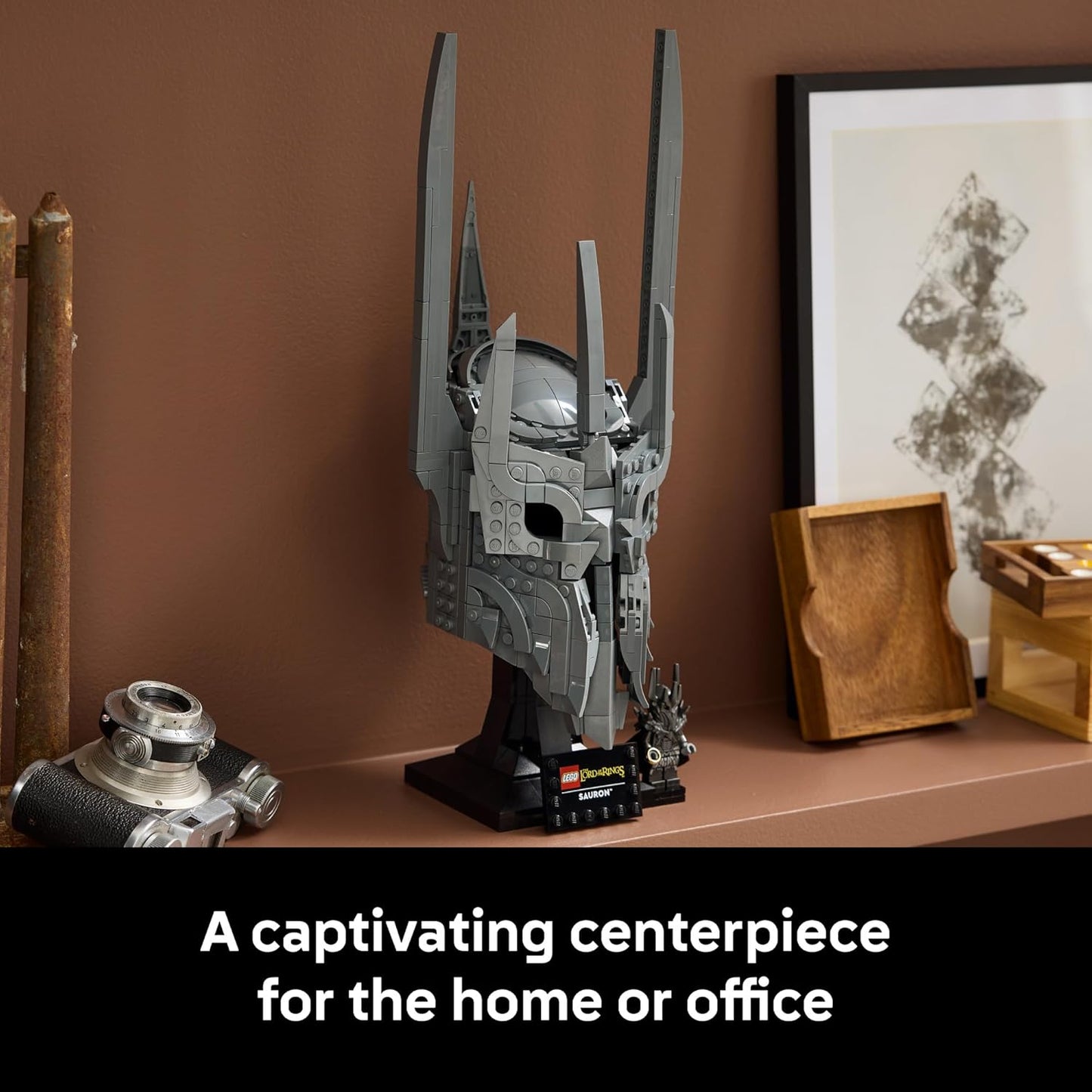 LEGO Icons The Lord of the Rings: Sauron's Helmet - Juego de construcción para adultos, mayores de 18 años - Dormitorio, oficina en casa, decoración de estante de libros, con minifigura Sauron, regalo