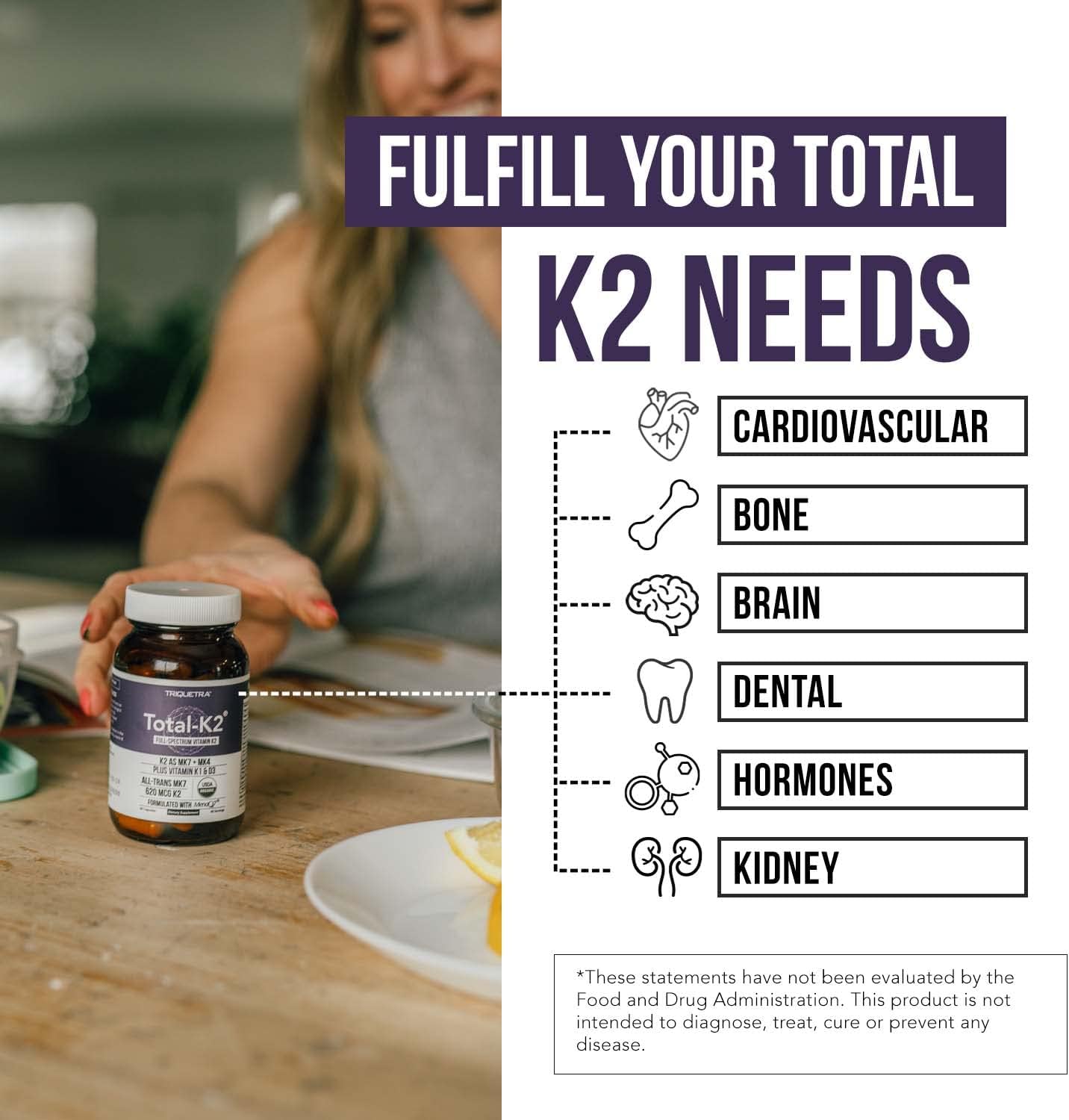 Total K2® | Vitamina K2 como MK7 y MK4 | Más K1 y Cofactor de Vitam...