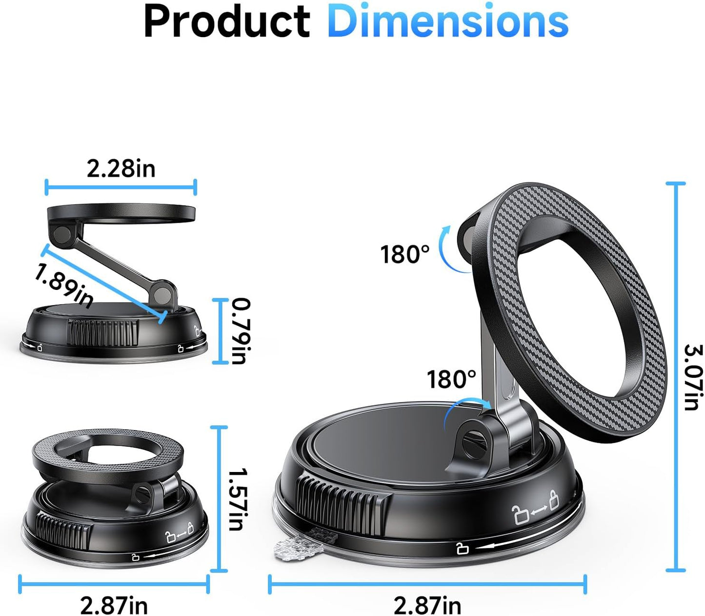 ANDERY Soporte para teléfono de coche para Magsafe [78+LBS de succión más fuerte y 2400gf magnético] Montura de teléfono de coche ajustable en 360°, soportes de teléfono para tu coche para iPhone 17