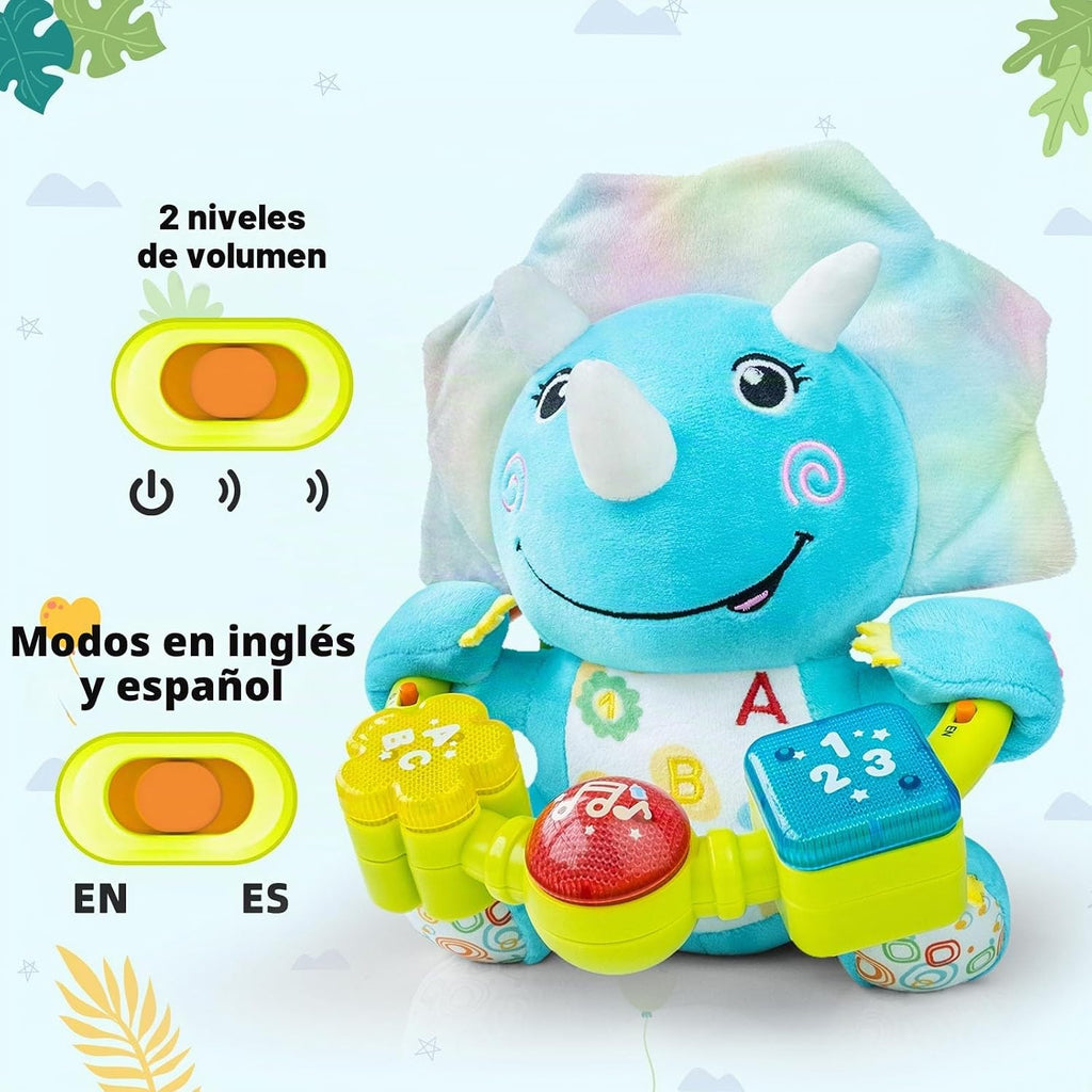Ryotagift Juguetes de dinosaurios musicales bilingües para bebés, a...