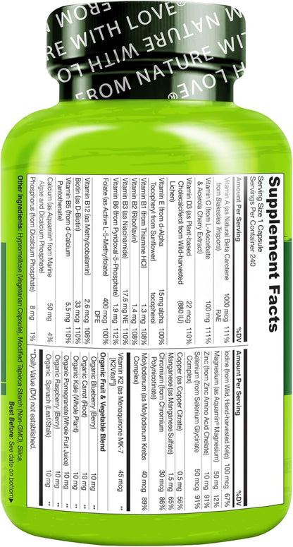 NATURELO Multivitaminas para hombre, un multivitamínico diario para...