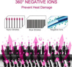 Cepillo Secador de Pelo y Volumizador, 3 en 1 Salon Electrico Cepillo de Aire Caliente Alisador y con Iones Negativos Para el Cabello Rizado y Recto