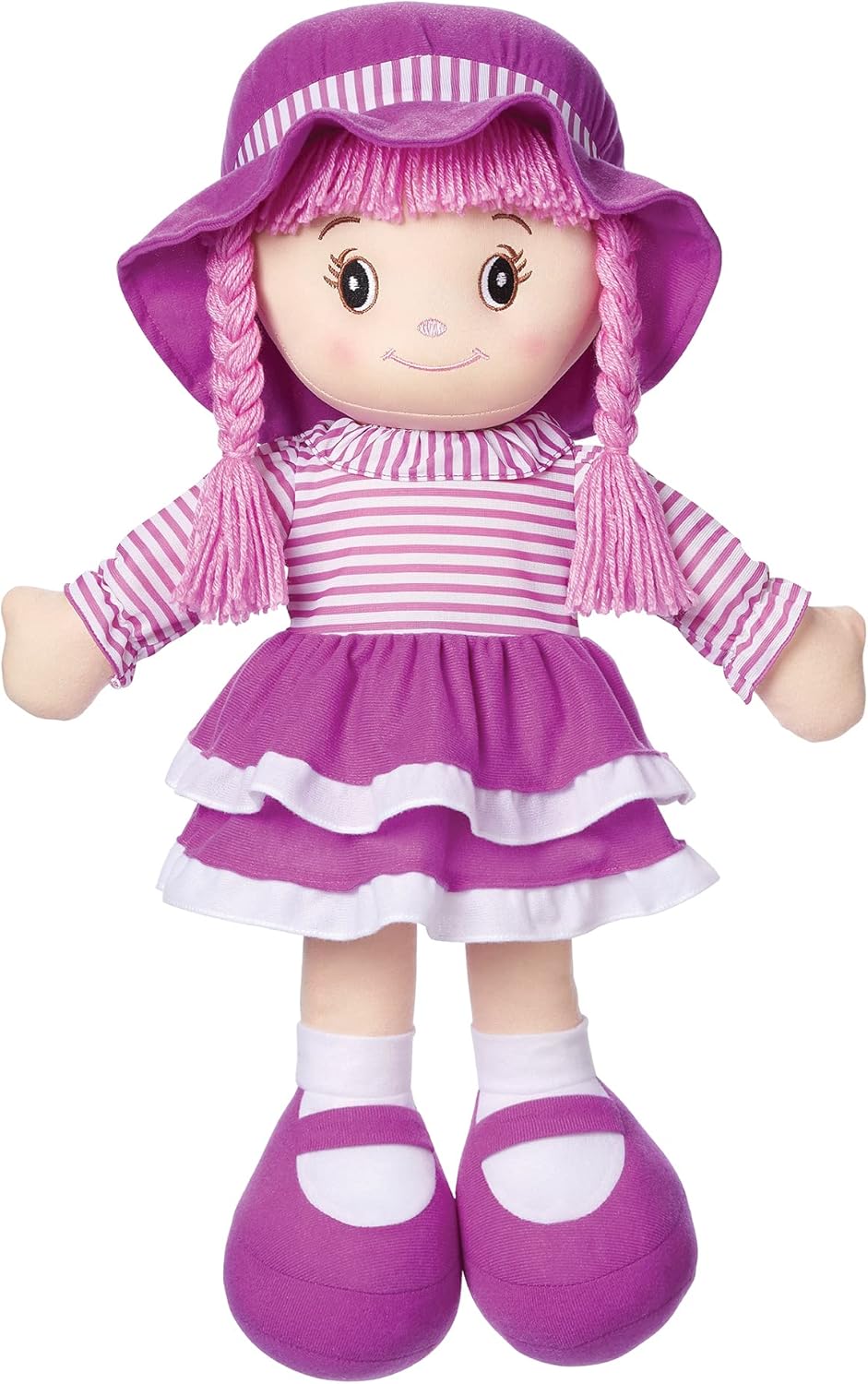 LOVE &amp; HUG Muñeca abrazable de 24 pulgadas con vestido morado y...