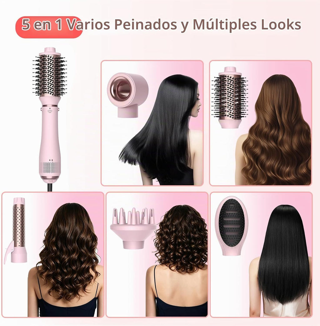 Cepillo secador de pelo 5 en 1, cepillo de soplado, multipeinador,...