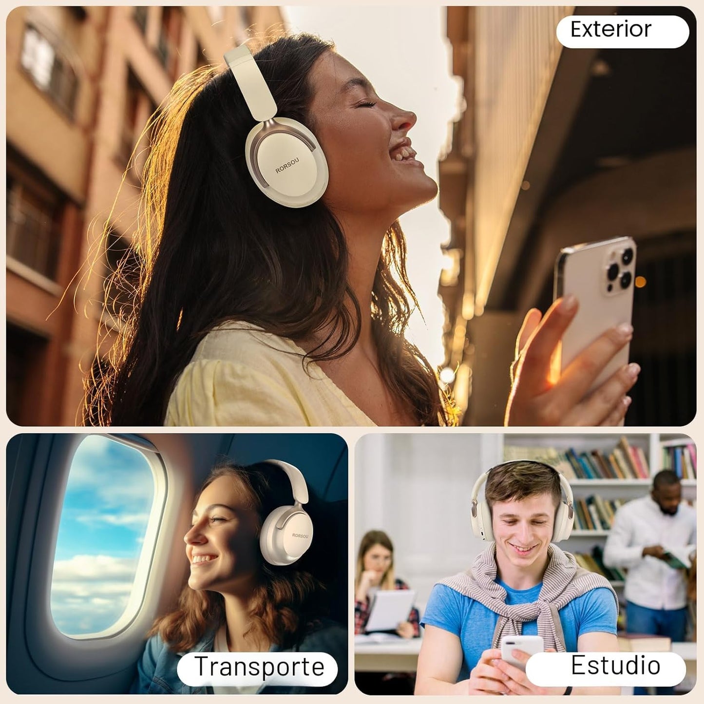 RORSOU B8 auriculares Bluetooth supraaurales, 6 modos de música EQ...