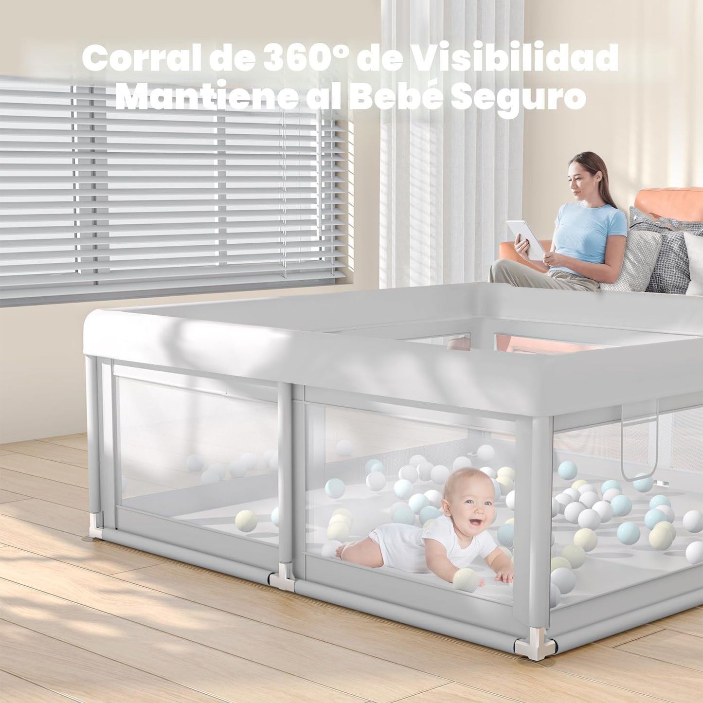 Hiaksedt Corralito, cerca de 50 x 50 pulgadas para bebés y niños pe...