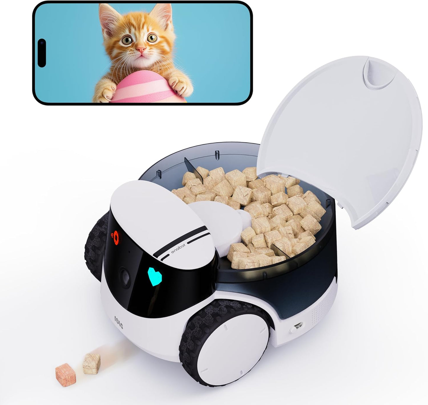 Enabot EBO ROLA PetPal FamilyBot Pet Camera Robot con dispensador d...