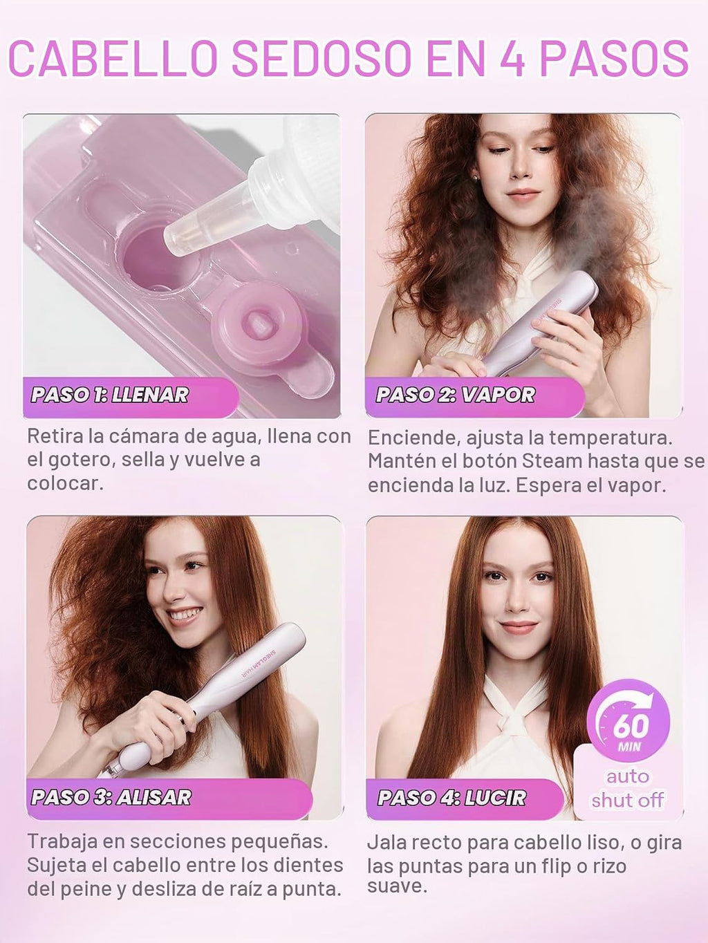 SHEGLAM Plancha de vapor Plancha de pelo Plancha Plancha de Cerámic...