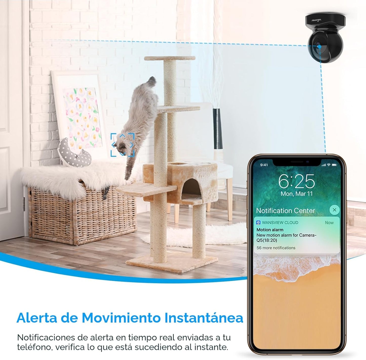 Wansview Cámara de seguridad inalámbrica 1080P HD Wansview, WiFi Ho...