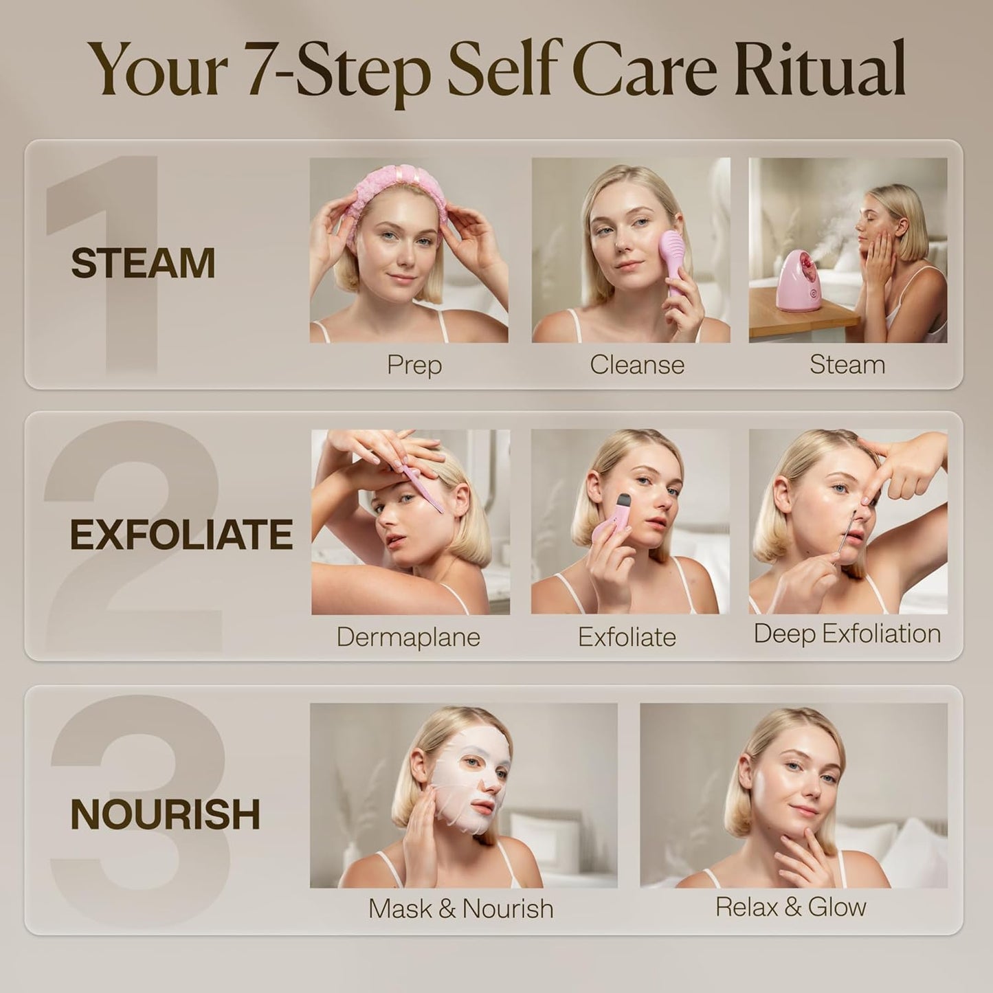 VogueNow Kit de vapor facial con 15 herramientas de cuidado de la p...