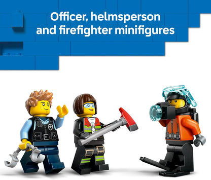 LEGO City Helicopter, camión de bomberos y submarino Remix juguete para niños, 3 juguetes de construcción en 1 para niños y niñas, a partir de 7 años, idea de regalo para cumpleaños, con 3 minifiguras