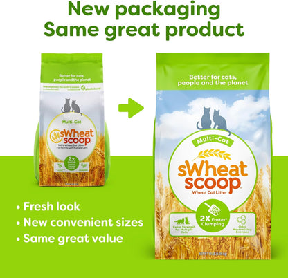 Arena absorbente para gatos sWheat Scoop Multi-cat, todo natural