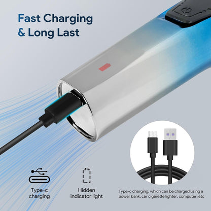 Maquinilla de afeitar eléctrica para hombres, afeitadora eléctrica recargable e impermeable, afeitado en seco y húmedo con barba inalámbrica, recortadora de vello de nariz, carga rápida de 1