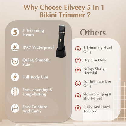 Eilveey - Cortador de bikini eléctrico para mujer, removedor de vel...