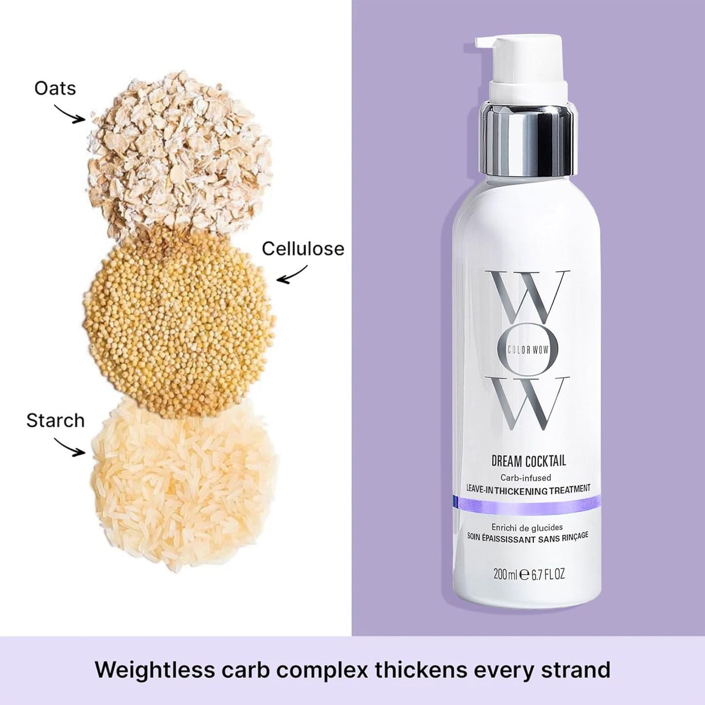 COLOR WOW Dream Cocktail - Tratamiento sin enjuague con infusión de carbohidratos, transforma el cabello fino a grueso y completo | con protección contra el calor